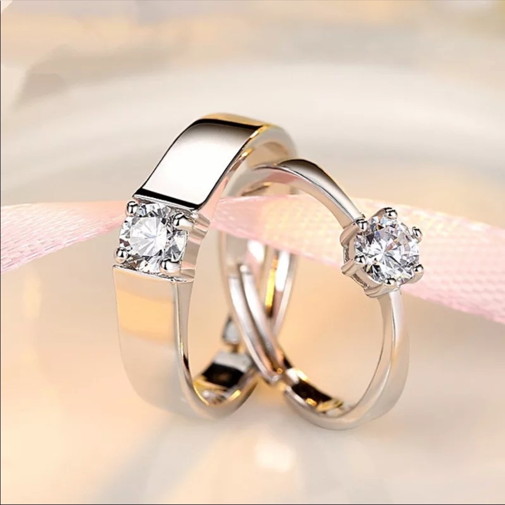 New stamped sterling silver couple diamond ring - Picture 4 of 7